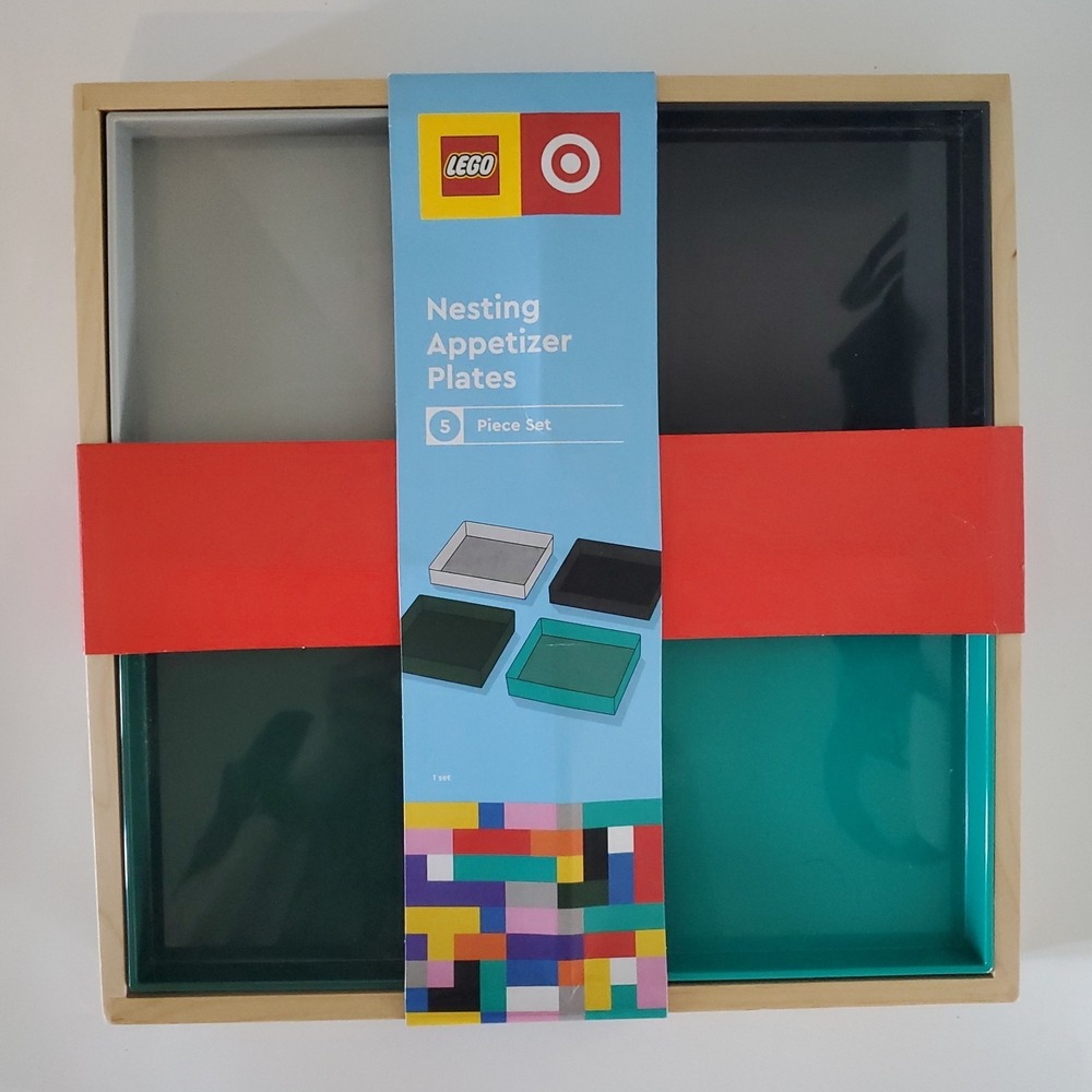 LEGO Collection 5pc Nested Square Tray Set Gray/Black/Teal/Green Target Wood